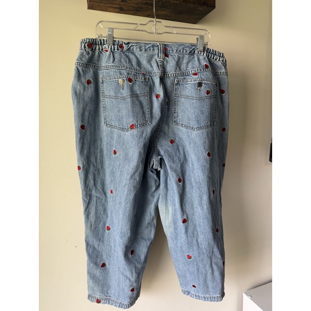 Vintage CJ Banks Strawberry Embroidered Jeans Cottagecore Fairycore Crop 20W - Picture 5 of 9